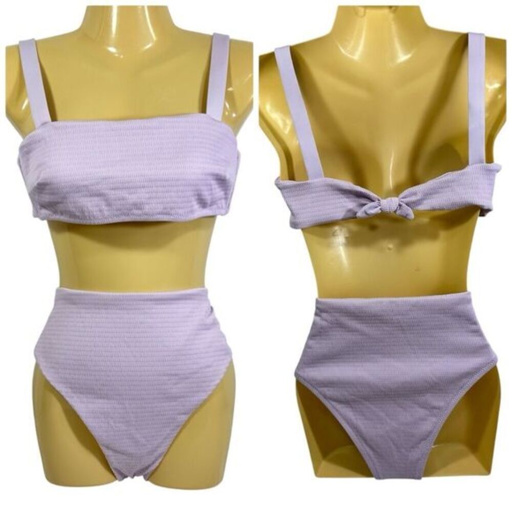 VITAMIN A RIBBED LAVENDER TOP SZ SMALL/6 & BIKINI BOTTOM SZ MEDIUM/8 SET